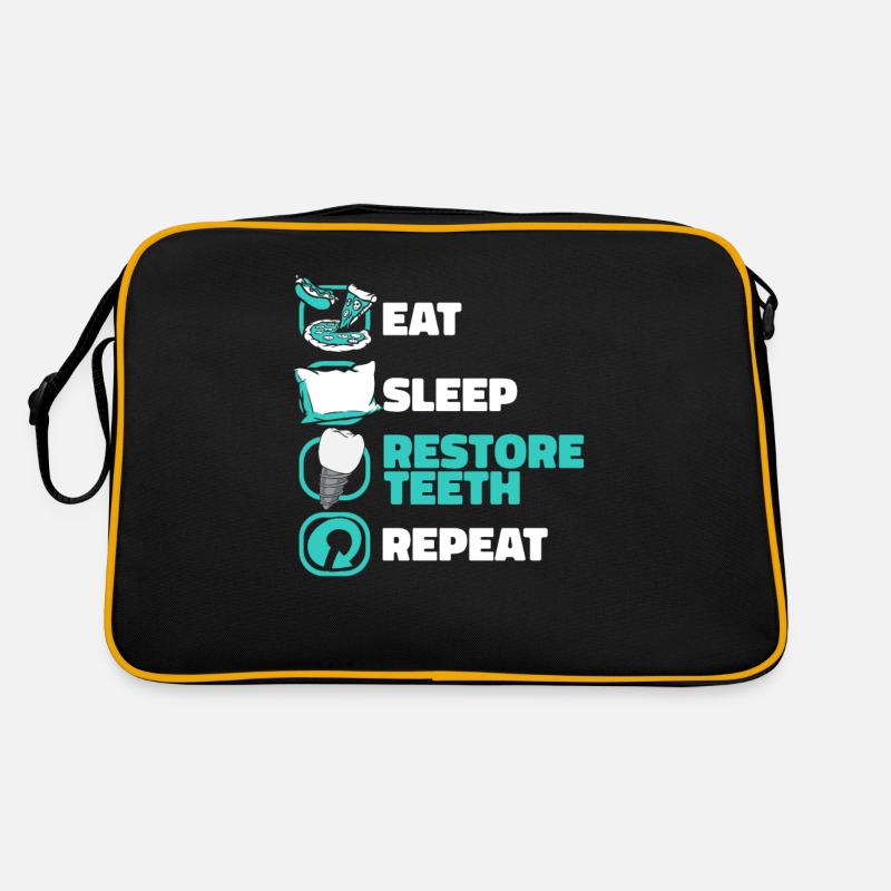 Eat Sleep Restore Teeth Repeat Dentallabor Retro Tasche