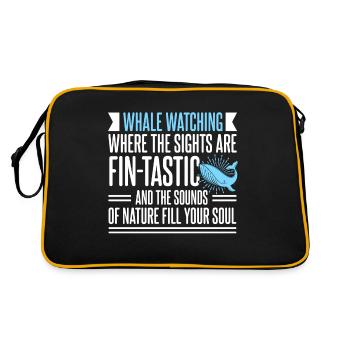 Whale design for whales and blue whales or beluga whales - Retro Bag - black/gold - Back