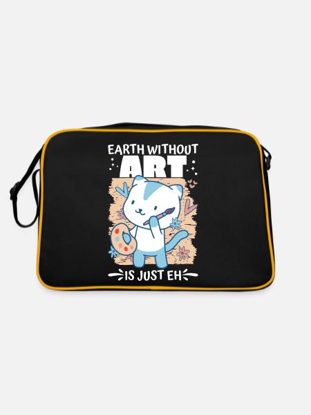 Kunstlehrer Lustiger Spruch Kunstkurs Kunstklasse - Retro Tasche - Schwarz/Gold - Hinten