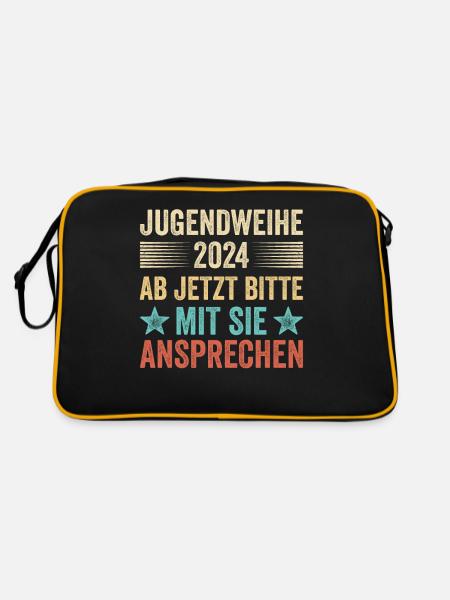 Jugendweihe 2024 Ab Jetzt Bitte Mit Sie Ansprechen - Retro Tasche - Schwarz/Gold - Hinten