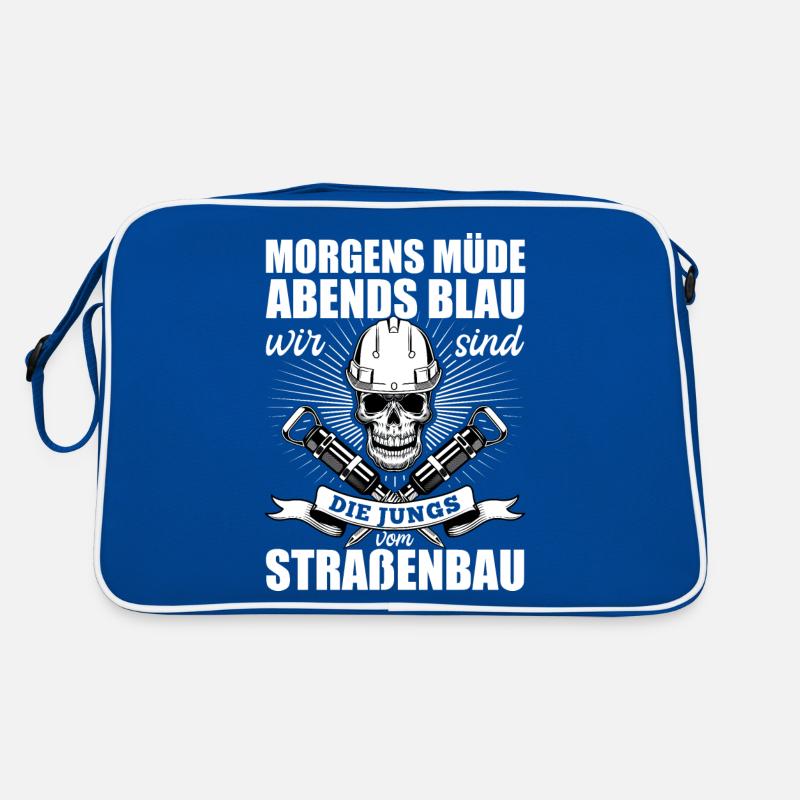 Morgens Müde Abends Blau Straßenbau Retro Tasche