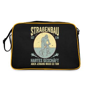 Straßenbau Ist Ein Hartes Geschäft Straßenbauer - Retro Tasche - Schwarz/Gold - Hinten