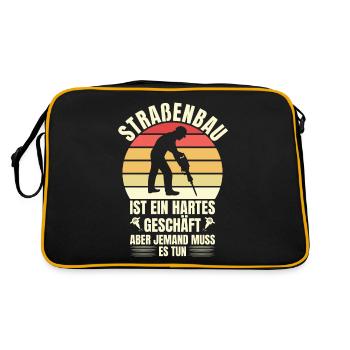 Straßenbau Ist Ein Hartes Geschäft Straßenbauer - Retro Tasche - Schwarz/Gold - Hinten