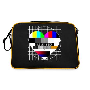 80er Jahre TV Testbild Herz Liebe I Love 80s Party - Retro Tasche - Schwarz/Gold - Hinten
