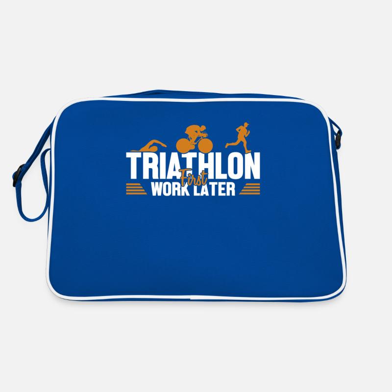 Triathlon First Work Later Triathlet Training Retro Tasche
