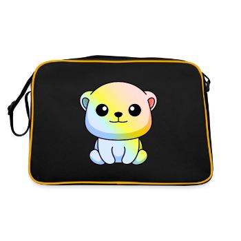 Eisbär Comic Tier - Retro Tasche - Schwarz/Gold - Hinten