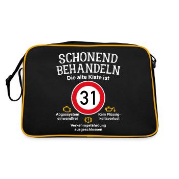 31. Geburtstag Schonend Behandeln 31 Alte Kiste 31 - Retro Tasche - Schwarz/Gold - Hinten