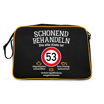 53. Geburtstag Schonend Behandeln 53 Alte Kiste 53 - Retro Tasche - Schwarz/Gold - Hinten