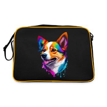 Corgi Colorful Dog Rainbow Dog Breed - Retro Bag - black/gold - Back
