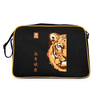 King Tiger Wildcat Big Cat Tigre de Sibérie - Sac Retro - noir/or - Dos