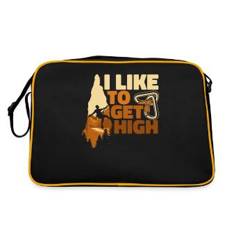 I Like To Get High Alpinklettern Sportklettern - Retro Tasche - Schwarz/Gold - Hinten