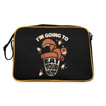 Eat Your Nuts Grauhörnchen Squirrel Eichhörnchen - Retro Tasche - Schwarz/Gold - Hinten