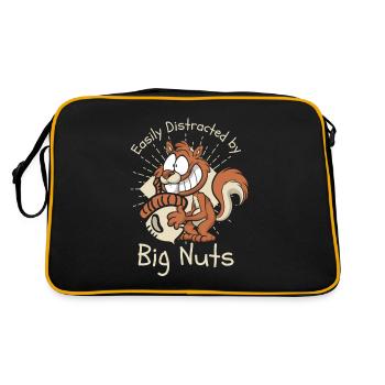 Easily Distracted By Big Nuts Squirrel - Retro Tasche - Schwarz/Gold - Hinten