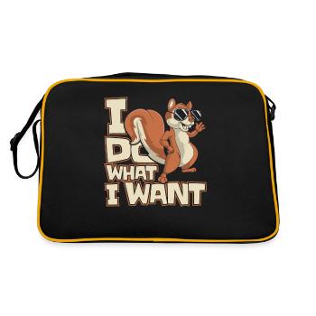 I Do What I Want Fuchshörnchen Grauhörnchen - Retro Tasche - Schwarz/Gold - Hinten