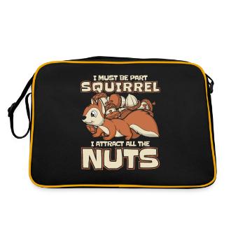 I Attract All The Nuts Squirrel Fuchshörnchen - Retro Tasche - Schwarz/Gold - Hinten