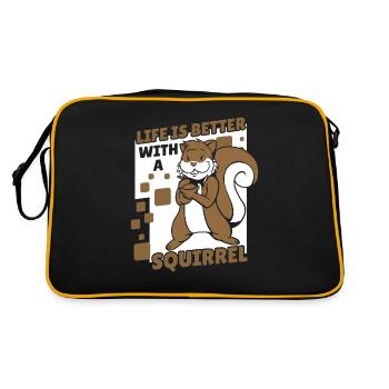La vie est meilleure avec un écureuil Écureuil - Sac Retro - noir/or - Dos