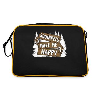 Squirrels Make Me Happy Grauhörnchen Squirrel - Retro Tasche - Schwarz/Gold - Hinten