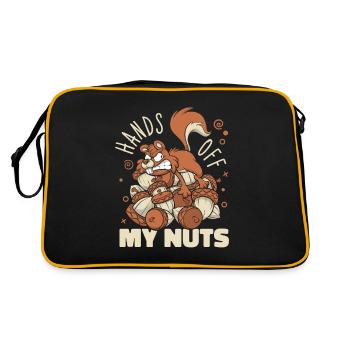 Hands Off My Nuts Grauhörnchen Squirrel - Retro Tasche - Schwarz/Gold - Hinten