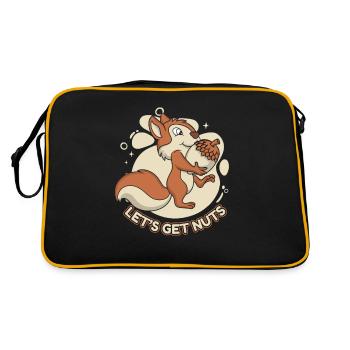 Let's Get Nuts Squirrel Fuchshörnchen Eichhörnchen - Retro Tasche - Schwarz/Gold - Hinten