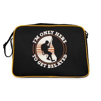 I'm Only Here To Get Belayed Alpinklettern - Retro Tasche - Schwarz/Gold - Hinten