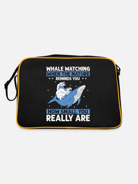 Meeressäuger für Orca-Beobachtung und Buckelwal - Retro Tasche - Schwarz/Gold - Hinten