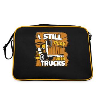 Je joue toujours avec des camions, cariste, - Sac Retro - noir/or - Dos