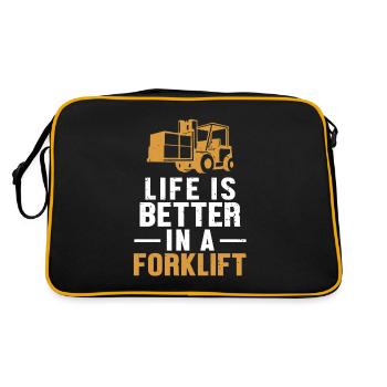 La vie est meilleure dans un conducteur de chariot élévateur - Sac Retro - noir/or - Dos