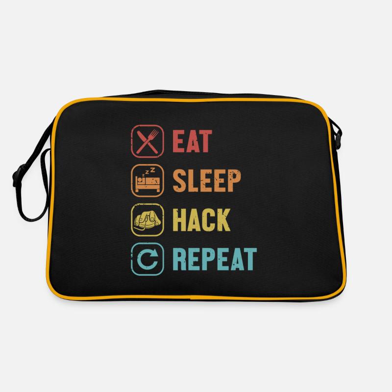 Eat Sleep Hack Repeat Phishing Sniffer Grey Hat Retro Bag