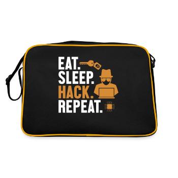 Eat Sleep Hack Repeat Social Engineering Phishing - Retro Bag - black/gold - Back