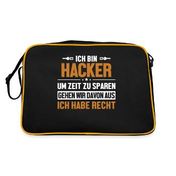 Hacker hat immer Recht Sniffer Social Engineering - Retro Tasche - Schwarz/Gold - Hinten