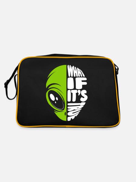 What If It's True Conspiracy Alien UFO - Retro Bag - black/gold - Back