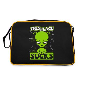 Cet endroit aspire la conspiration extraterrestre d’OVNI - Sac Retro - noir/or - Dos