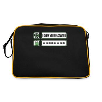I Know Your Password Phishing Sniffer Grey Hat - Retro Bag - black/gold - Back
