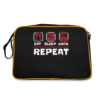 Eat Sleep Hack Repeat Social Engineering Phishing - Retro Bag - black/gold - Back