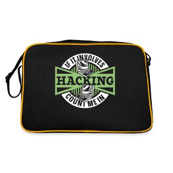 If It Involves Hacking Count Me In Sniffer - Retro Tasche - Schwarz/Gold - Hinten