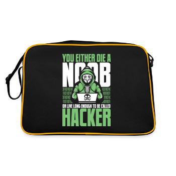Live Long Enough To Be Called Hacker Sniffer - Retro Tasche - Schwarz/Gold - Hinten