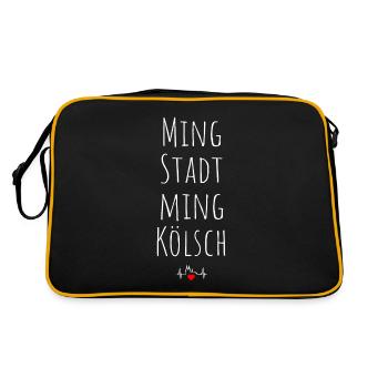 Ming Stadt Ming Kölsch Kölle Kölner Karneval Köln - Retro Tasche - Schwarz/Gold - Hinten