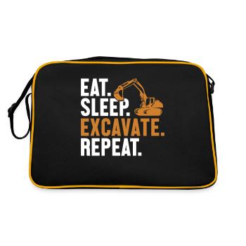 Eat Sleep Excavate Repeat Duty cycle crawler crane Excavator - Retro Bag - black/gold - Back