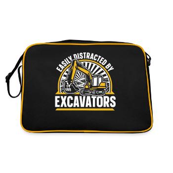 Easily Distracted By Excavators Crawler Excavator - Retro Bag - black/gold - Back