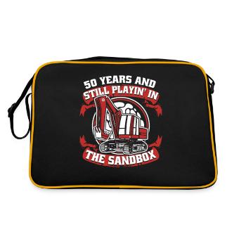 50 Years Still Playing In Sandbox Crawler Excavator - Retro Bag - black/gold - Back