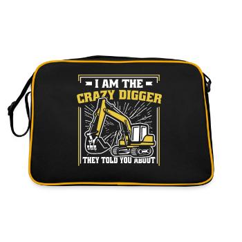 I'm The Crazy Digger Seilbagger Raupenbagger - Retro Tasche - Schwarz/Gold - Hinten