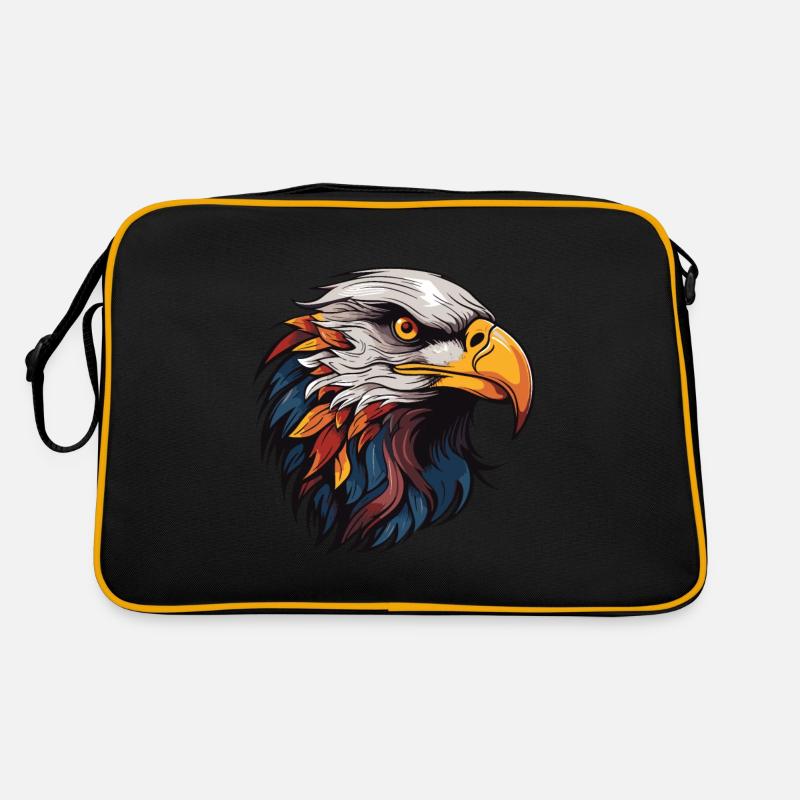 Adler Portrait - Retro Tasche - Schwarz/Gold