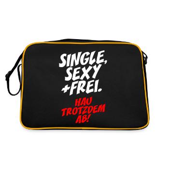Single Sexy Hau Trotzdem Ab Anti Flirt Anmachen - Retro Tasche - Schwarz/Gold - Hinten