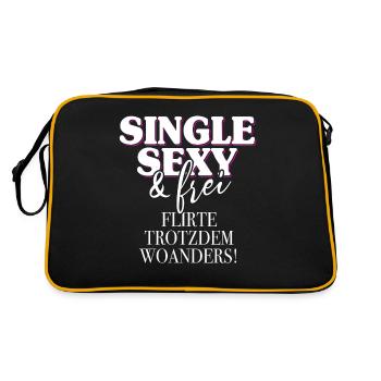 Single Sexy Frei Flirte Woanders Anti Anmache Solo - Retro Tasche - Schwarz/Gold - Hinten