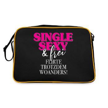 Single Sexy Frei Flirte Woanders Anti Anmache Solo - Retro Tasche - Schwarz/Gold - Hinten