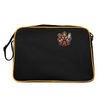 Schach Logo Emblem Königin Spieler Großmeister Schach - Retro Tasche - Schwarz/Gold - Hinten