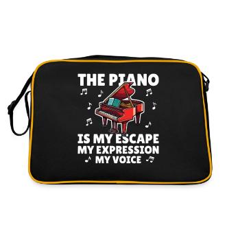 The Piano Is My Escape my expression my voice - Retro Tasche - Schwarz/Gold - Hinten
