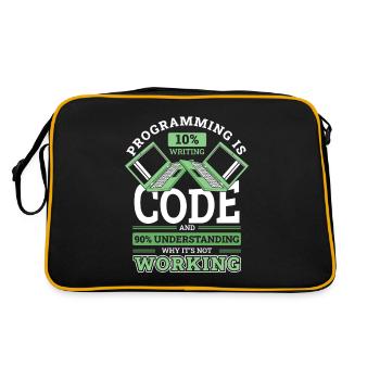 Programming 10% Writing 90% Not Working Coder - Retro Bag - black/gold - Back