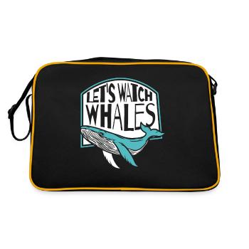 Let's Watch Whales Blue Beluga Cetacea Whale - Retro Bag - black/gold - Back