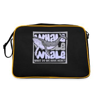 Was haben wir hier Blauer Beluga-Cachalot-Wal - Retro Tasche - Schwarz/Gold - Hinten